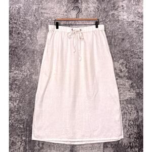 Eileen Fisher Maxi Skirt Medium Womens White Organic Linen Drawstring